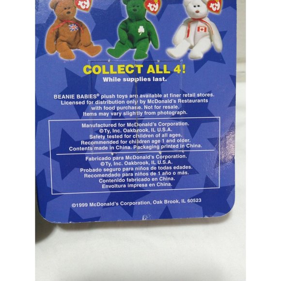 TY Beanie Babies McDonalds International Bears LOT of 4-ALL w/ Errors NEW *RARE* - Picture 15 of 15